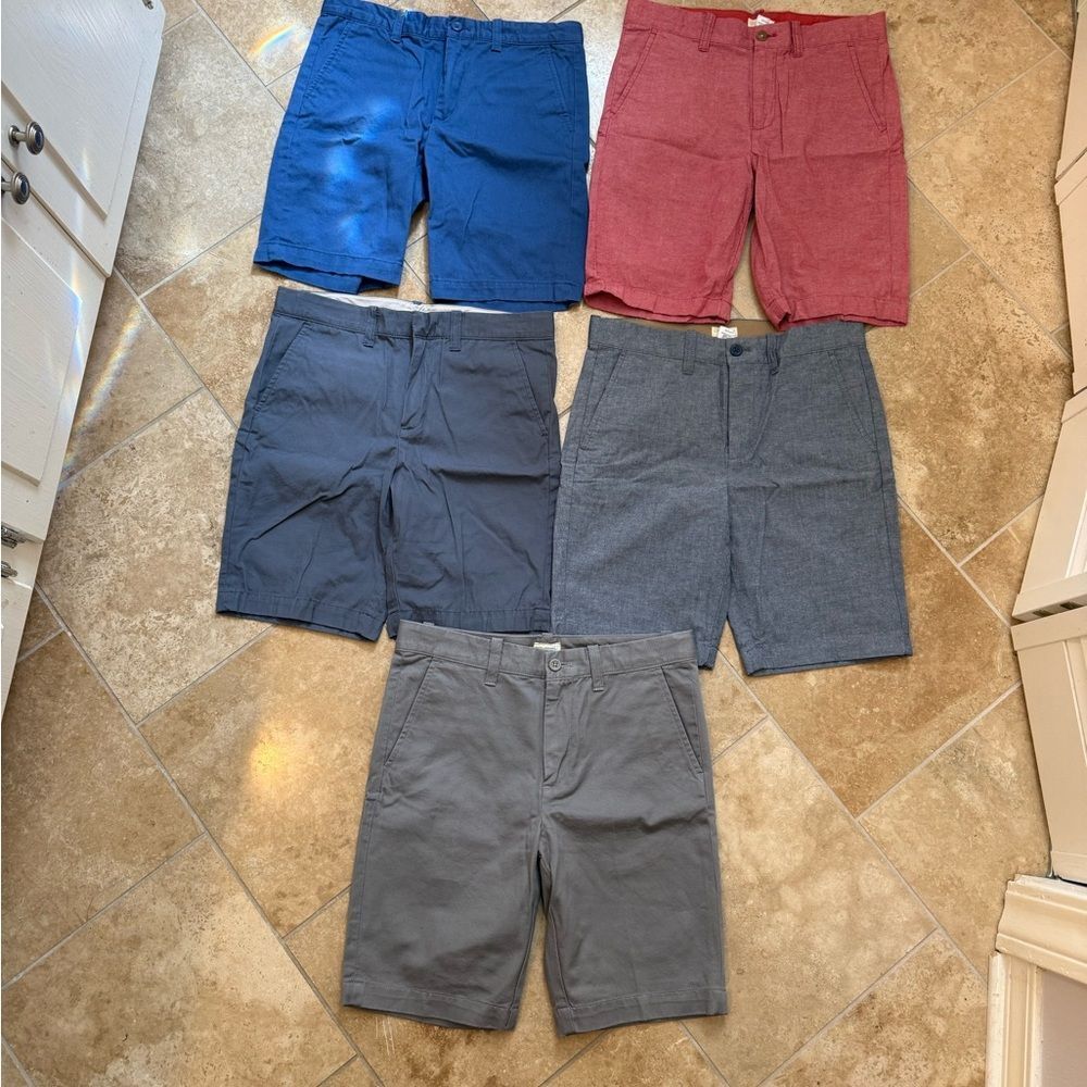 5 pairs JCrew Boys 12 Crewcuts Flat Front Shorts - Blue, Red, Gray